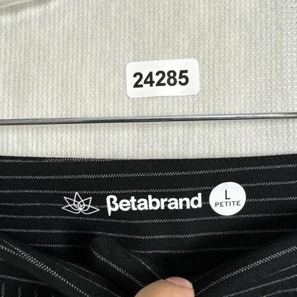 Betabrand Women's Size Large S-Petite Black Pinstriped Ankle Zip Skinny Pants - Picture 8 of 13